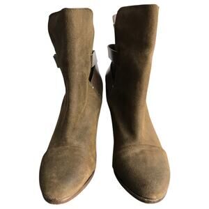 Rag & Bone Kinsey Boots Womens US9 EU39 Mustard Brown Leather Suede 3.5" Heels